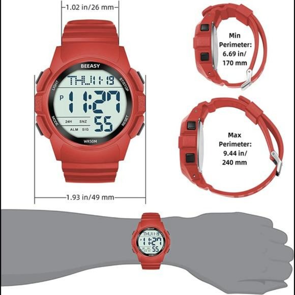 Men Digital Sports Watch, Waterproof Watch with Stopwatch Countdown Timer - Picture 2 of 7